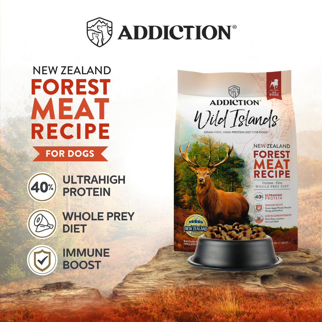 SALE 10% OFF -- Addiction Wild Islands Forest Meats New Zealand Venison High Protein Dry Dog Food