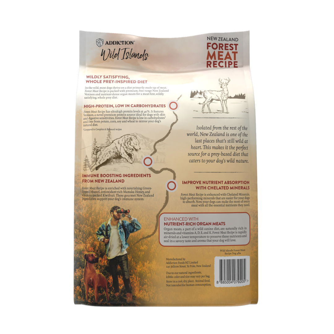 SALE 10% OFF -- Addiction Wild Islands Forest Meats New Zealand Venison High Protein Dry Dog Food