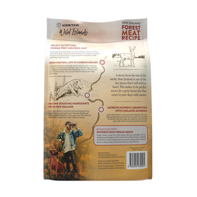 SALE 10% OFF -- Addiction Wild Islands Forest Meats New Zealand Venison High Protein Dry Dog Food