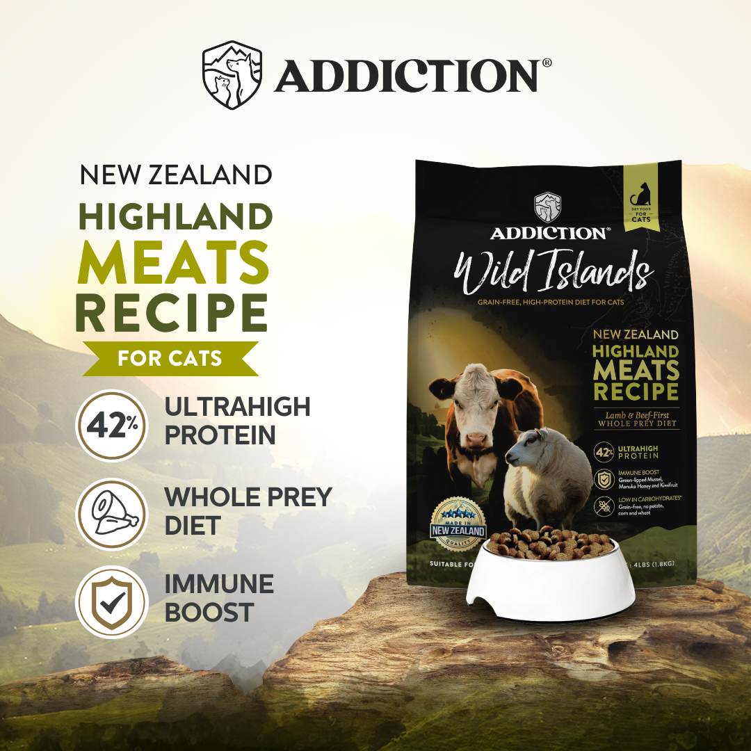 SALE 10% OFF Addiction Wild Islands Highlands Meats New Zealand High Protein Lamb and Beef Dry Cat Food 1.8kg