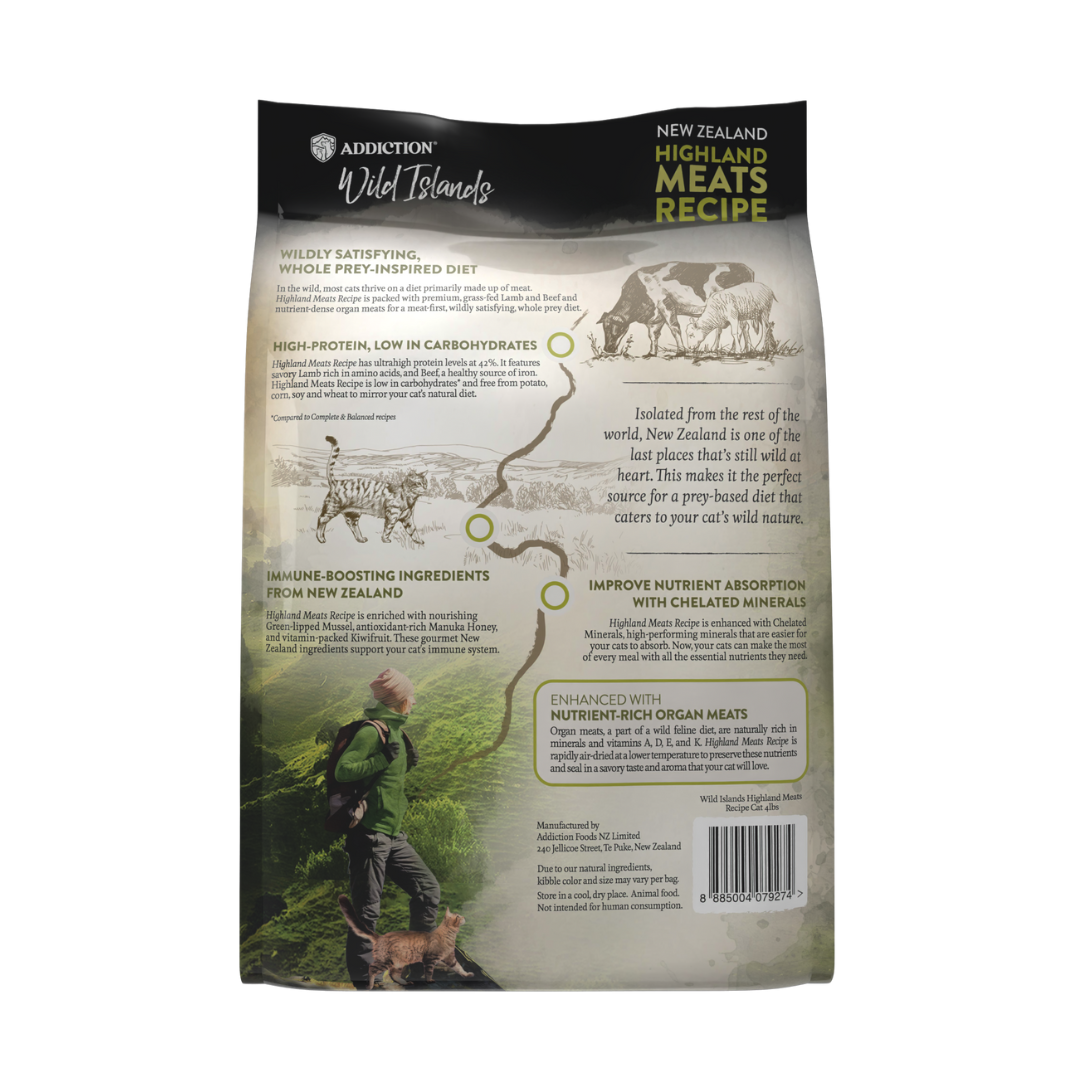 SALE 10% OFF Addiction Wild Islands Highlands Meats New Zealand High Protein Lamb and Beef Dry Cat Food 1.8kg