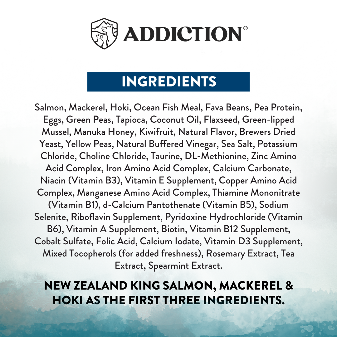 SALE -- 10% 9KG OFF OR 20% OFF 1.8KG -- Addiction Wild Islands Pacific Catch New Zealand Salmon Mackerel & Hoki Dry Dog Food