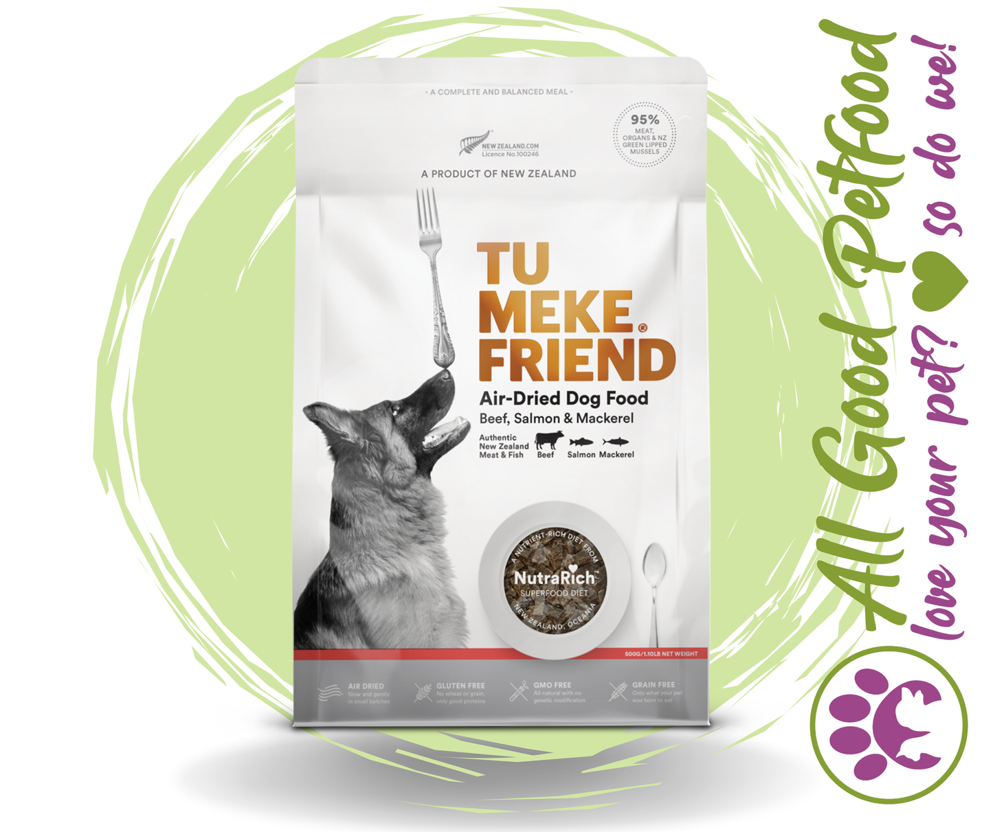 Tu Meke Air Dried Natural Dog Food Beef, Salmon & Mackerel 500g