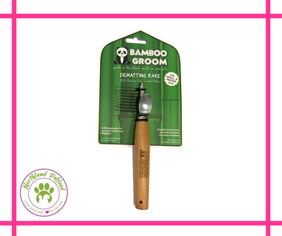 Bamboo Groom Dematting Rake - With Stainless Steel Serrated Blades - Large