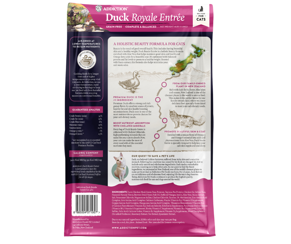 SALE 10% OFF Addiction Duck Royale Grain Free Skin & Coat Care Dry Cat Food 1.8kg