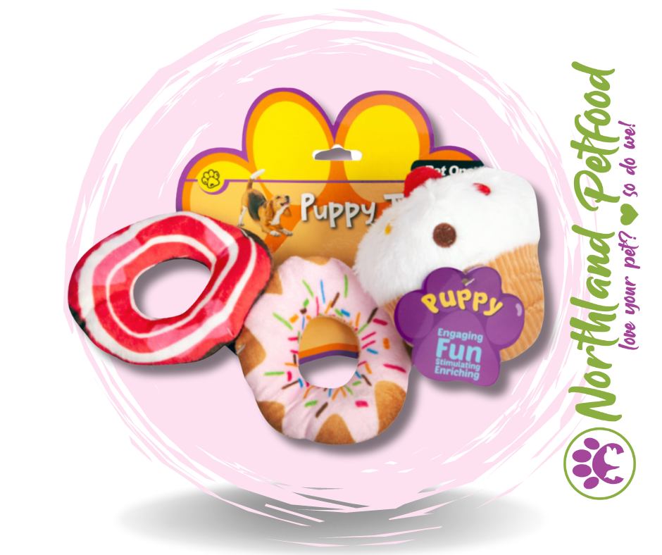 Pet One Puppy Toy - Assorted Plush Sweets