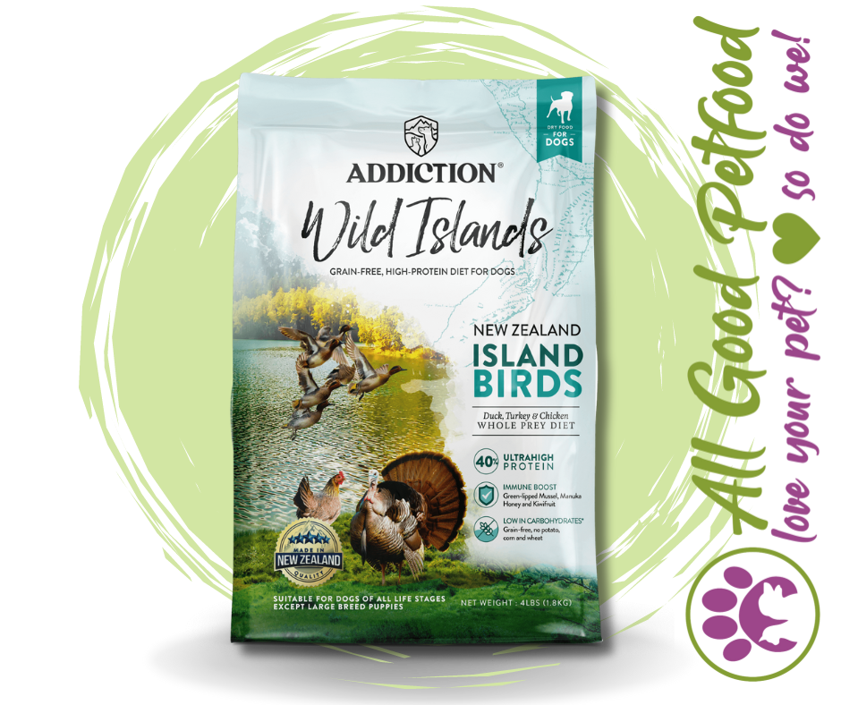 SALE -- 10% OFF 1.8KG OR 20% OFF 9 KG -- Addiction Wild Islands Island Birds New Zealand Duck Turkey and Chicken Dry Dog Food