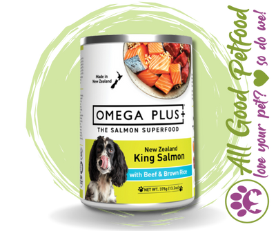 Omega Plus- King Salmon, Beef & Brown Rice 375g DOG