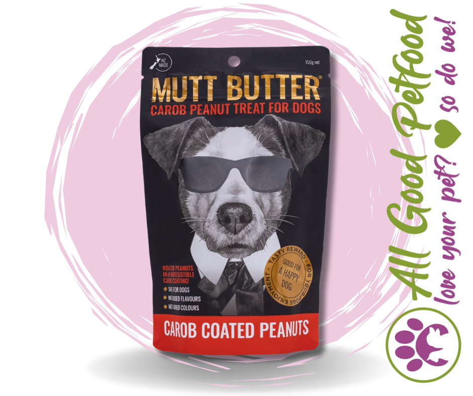 SALE - 50% OFF - Mutt Butter Dog Treat Carob Coated Peanuts - 150g