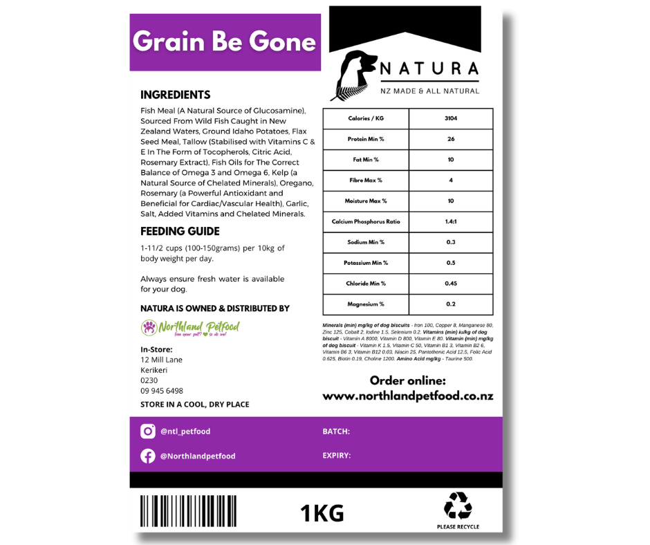 Natura Grain Be Gone TOP SELLER Grain Free Dog Food