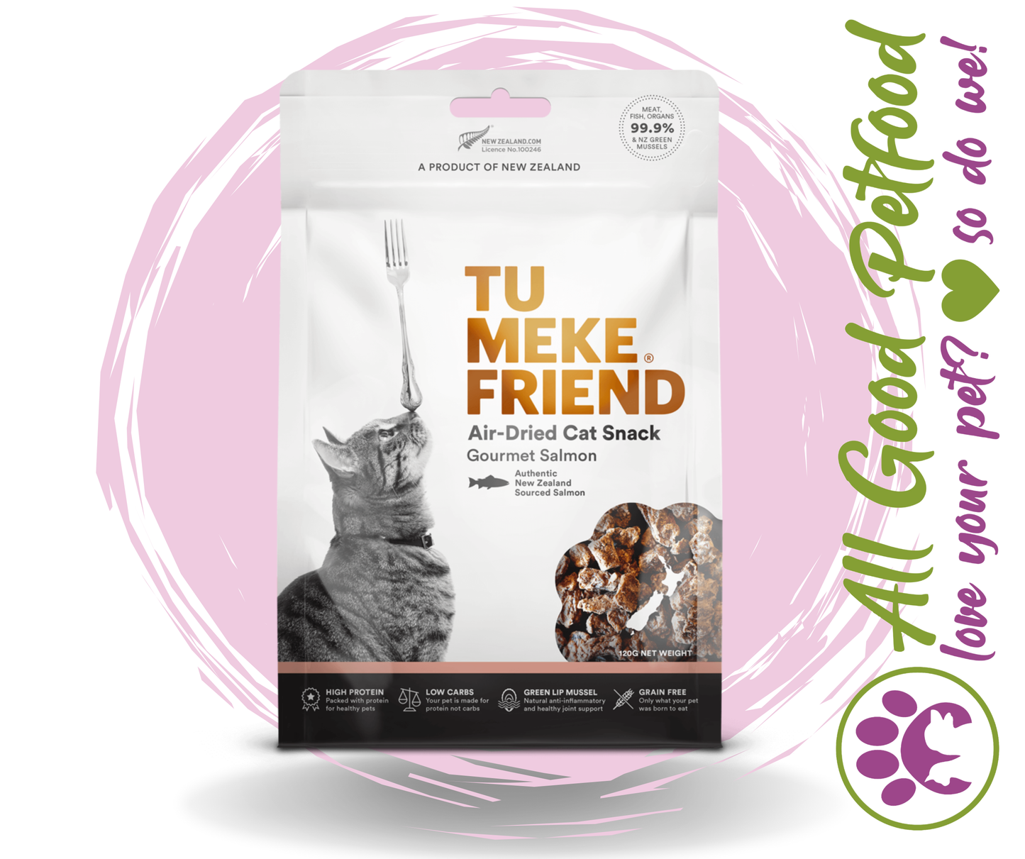 Tu Meke Air Dried Cat Snack Gourmet Salmon 120g