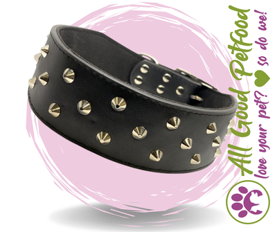 XL Leather Collar- 3 Row Studded