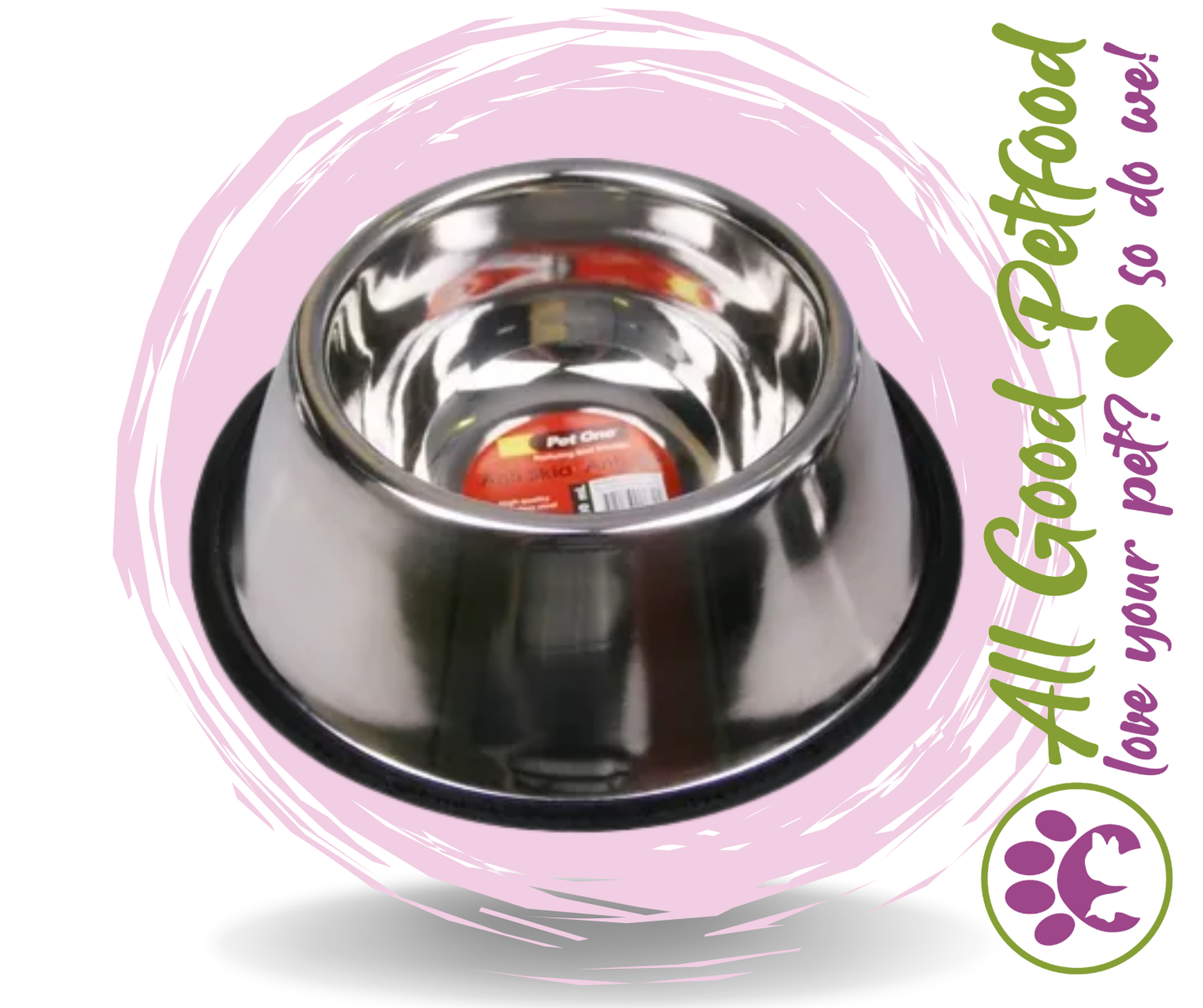 Pet One Stainless Steel Spaniel Shaped Bowl 900ml