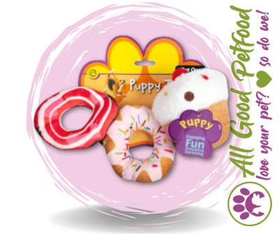 Pet One Puppy Toy - Assorted Plush Sweets