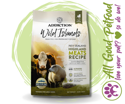 SALE 10% OFF -- Addiction Wild Islands Highland Meats High Protein New Zealand Beef and Lamb Dry Dog Food
