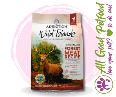 SALE 10% OFF -- Addiction Wild Islands Forest Meats New Zealand Venison High Protein Dry Dog Food