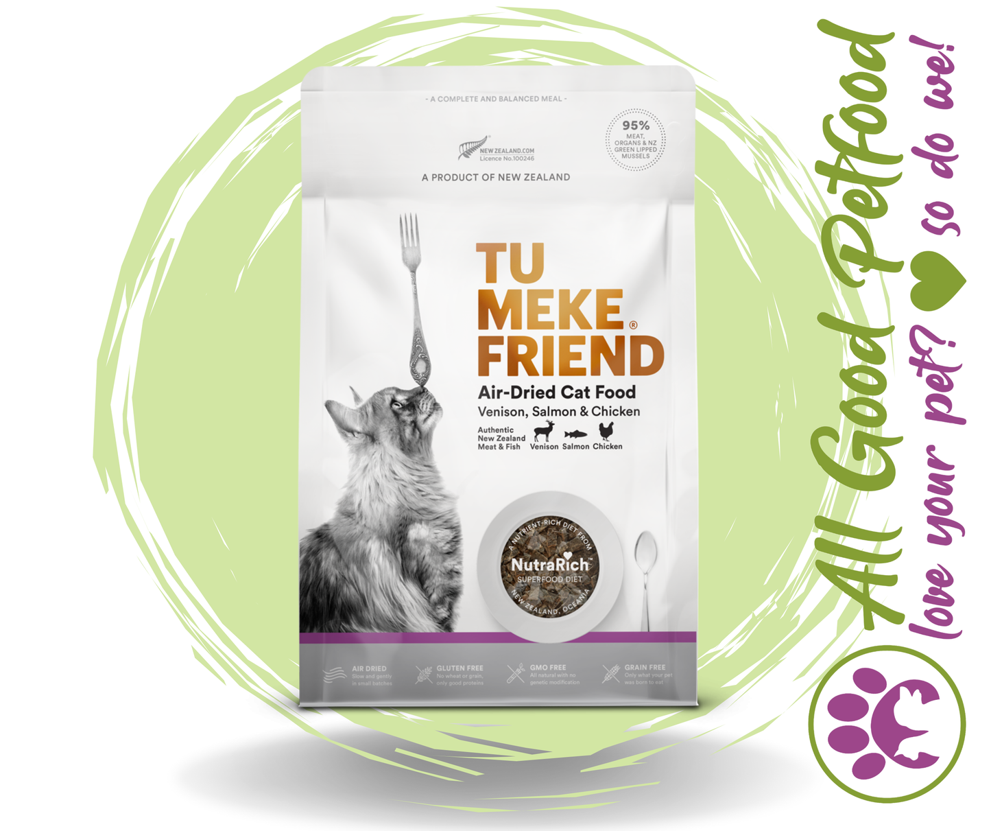 Tu Meke Air Dried Natural Cat Food Venison, Salmon & Chicken 400g
