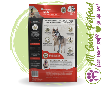 SAVE 19% - Addiction Mega 20KG BEST PRICED Complete and Balanced Lamb & Beef Dog Food - $8.49 per kg