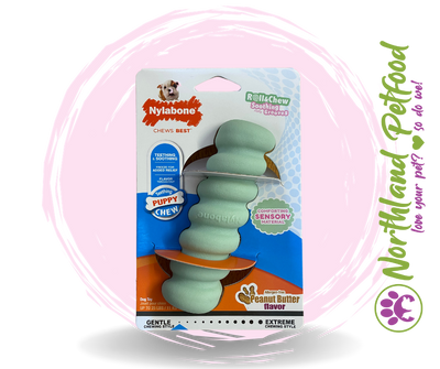 SALE - 20% OFF - Nylabone Puppy Roll & Chew Puppy Chew - Peanut Butter