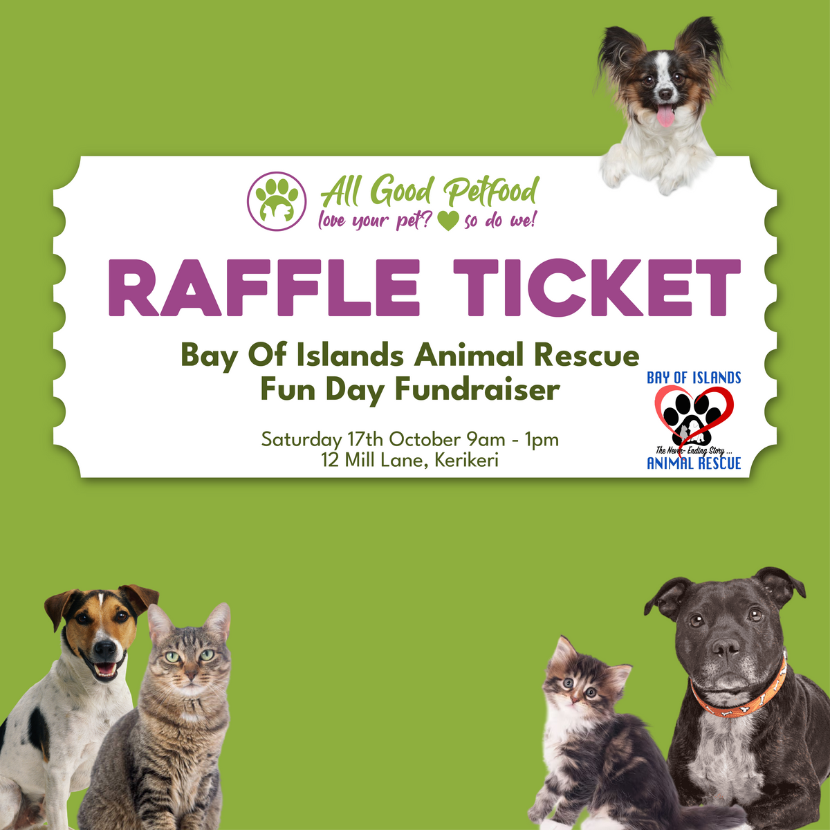 Raffle Ticket - Bay Of Islands Animal Rescue Fun Day Fundraiser