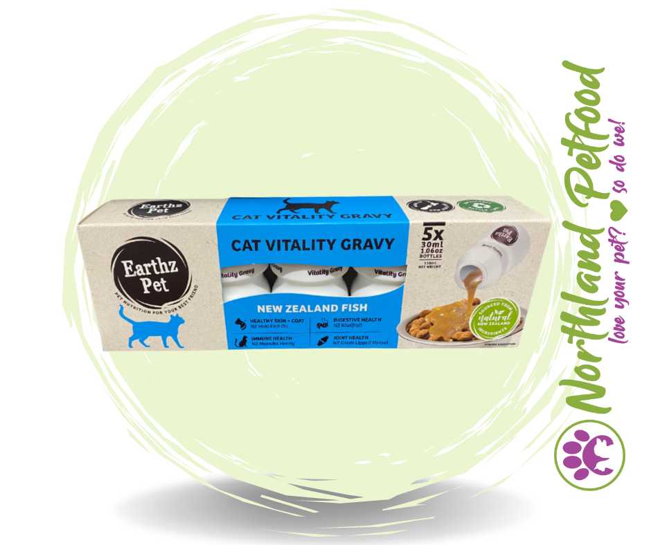 CLEARANCE -- 15% OFF -- Earthz Pet Cat Vitality Gravy for Cats NZ Fish 30ml x 5*