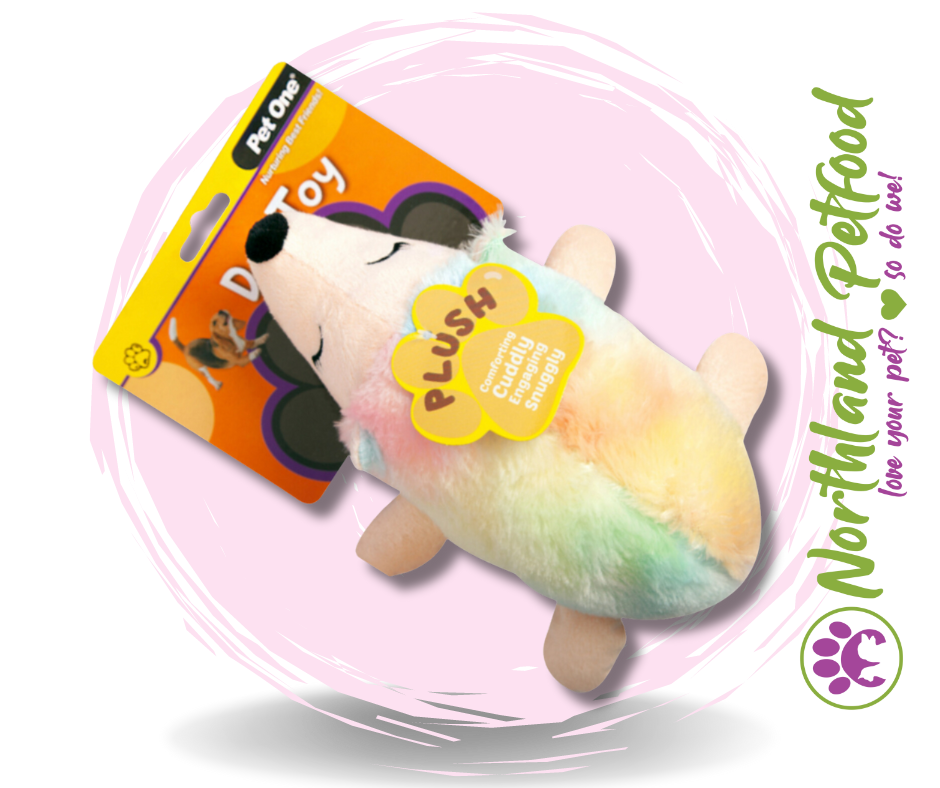 Pet One Plush Squeaky Rainbow Unihog Toy