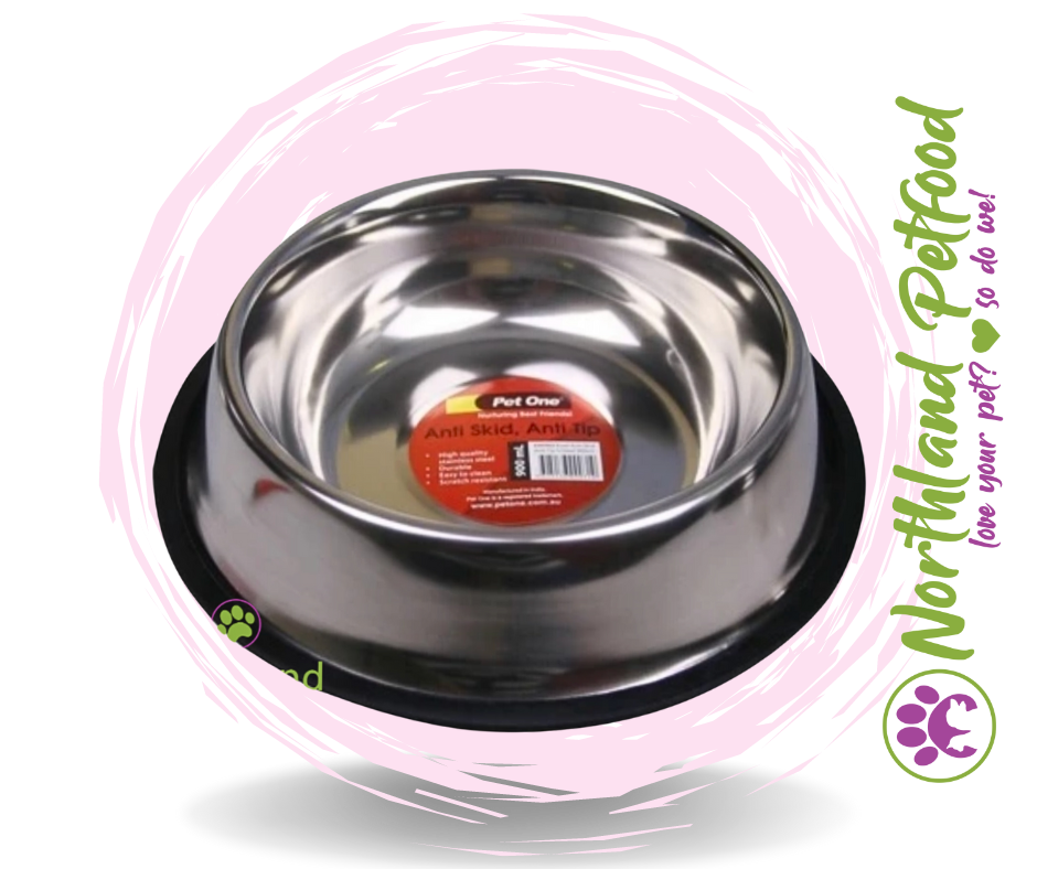 Pet One Stainless Steel Bowl [Anti Skid Anti Tip]