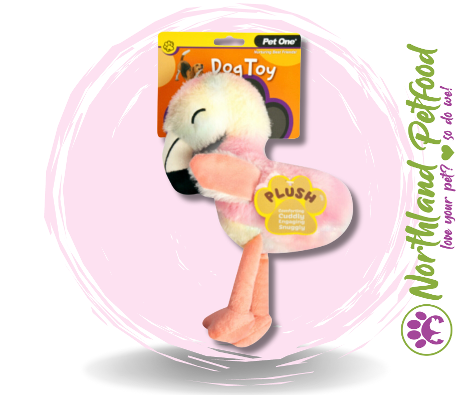 31CM Plush Rainbow Squeaky Flamingo Dog Toy
