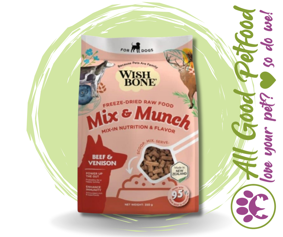 Wishbone Mix & Munch Beef and Venison Freeze-Dried Raw Food Toppers for Dogs 350g