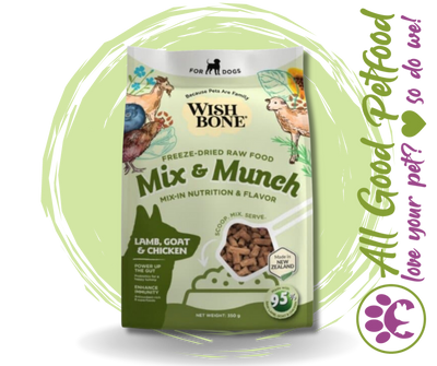 Wishbone Mix & Munch Lamb, Goat & Chicken Freeze-Dried Raw Food Toppers for Dogs 350g