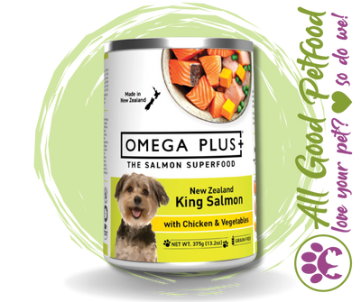 SALE 20% OFF -- Omega Plus- King Salmon & Chicken 375g / 1 x Can