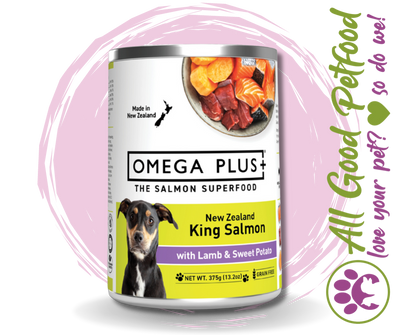 SALE -- 20% OFF -- Omega Plus- King Salmon Lamb & Sweet Potato 375g