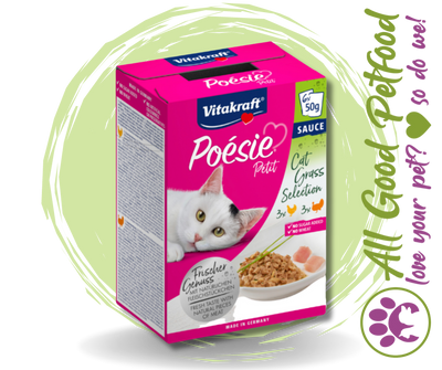 Poesie Petit Chicken & Turkey + Cat Grass 50g X 6 MULTI PACK