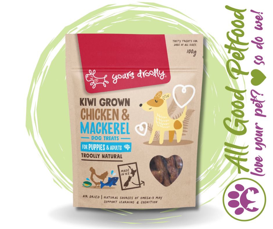 Yours Droolly Natural dog Treats - Kiwi Grown Chicken & Mackerel