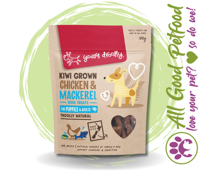 Yours Droolly Natural dog Treats - Kiwi Grown Chicken & Mackerel