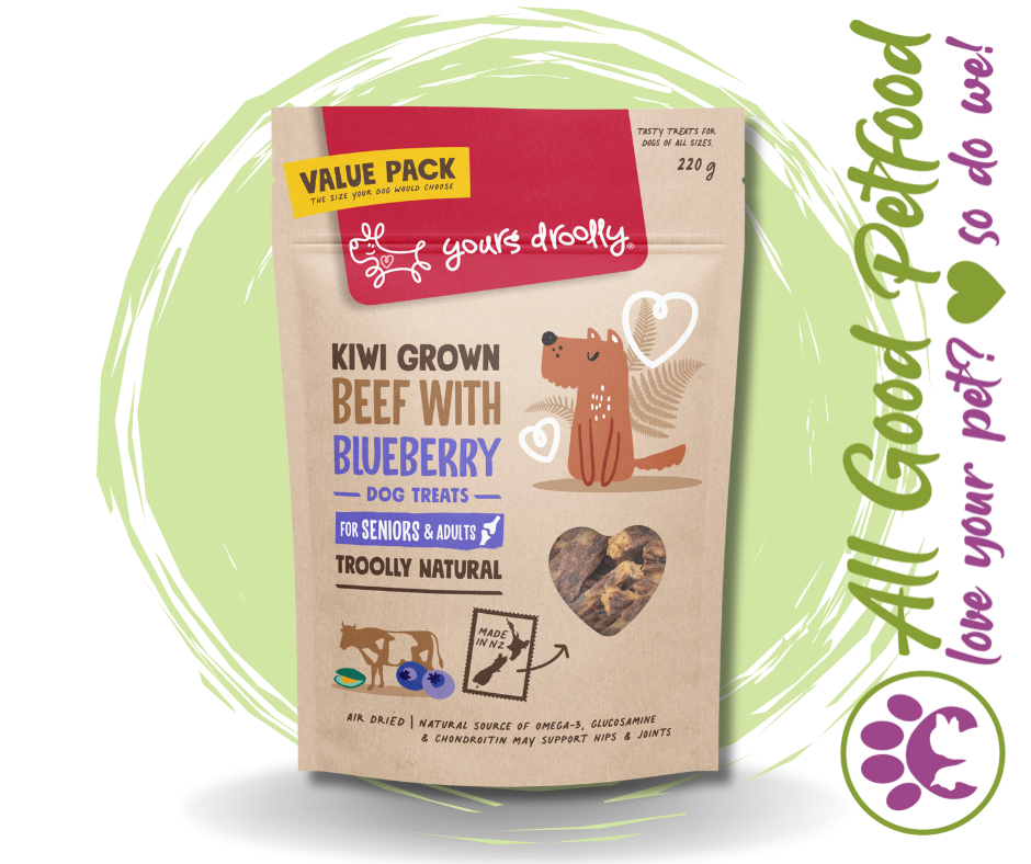 Yours Droolly Natural Dog Treats - Kiwi Grown Beef with Blueberry