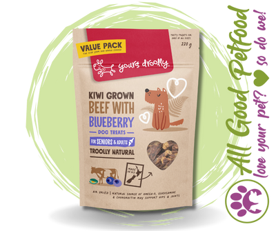 Yours Droolly Natural Dog Treats - Kiwi Grown Beef with Blueberry