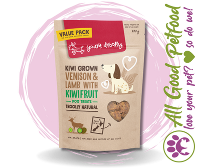 Yours Droolly Natural Dog Treats - Kiwi Grown Venison & Lamb with Kiwifruit