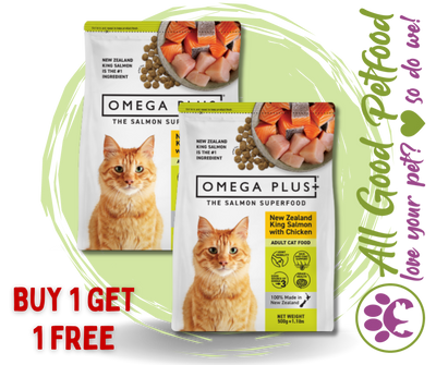 BUY 1 GET 1 FREE Omega Plus King Salmon Dry Cat Food With Chicken 1.5kg