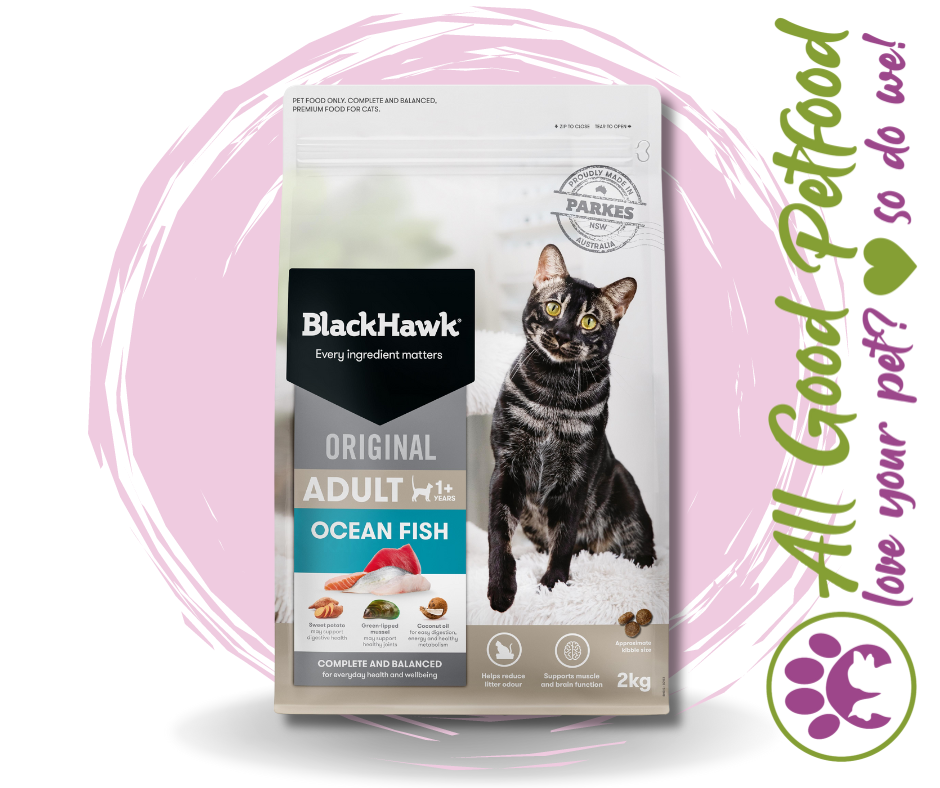 FREE Wet Food Pouch with Every 4kg Bag! -- BlackHawk Original Cat Ocean Fish