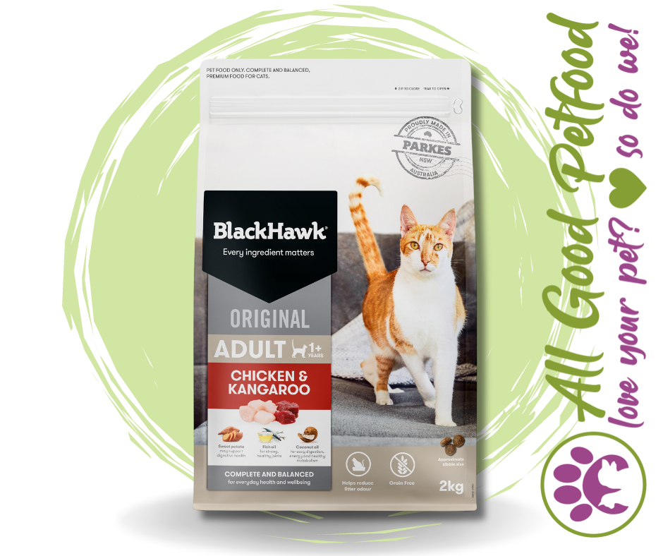 FREE Wet Food Pouch with Every 4KG BAG! -- BlackHawk Original Cat Chicken & Kangaroo