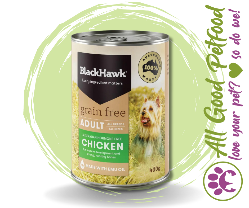 SALE -- 4 for $20 -- BlackHawk Grain Free Chicken Can - 400g