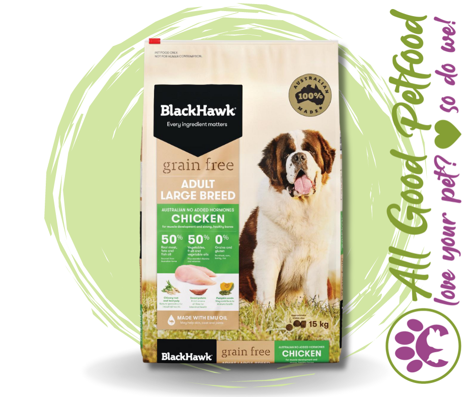 SALE -- 10% OFF -- BlackHawk Large Breed Dog Grain Free Chicken - 15kg*