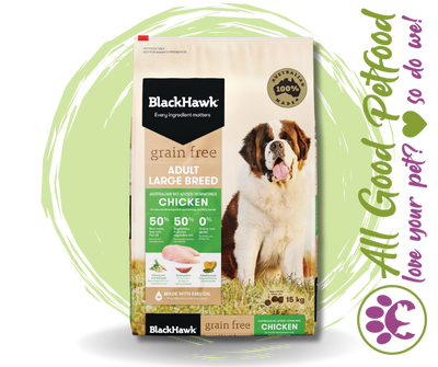 SALE -- 10% OFF -- BlackHawk Large Breed Dog Grain Free Chicken - 15kg*