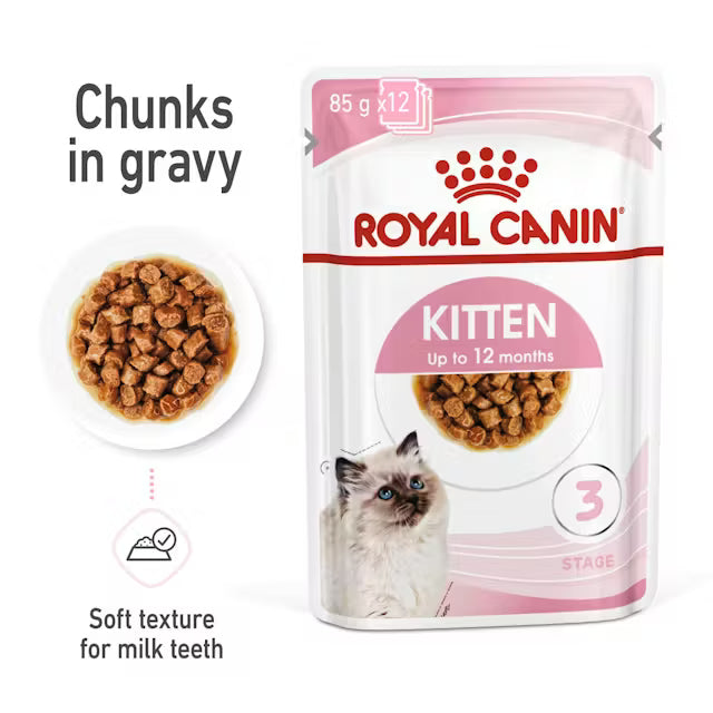 SALE 20% OFF - Royal Canin Kitten Gravy Wet Cat Food Pouches 85g