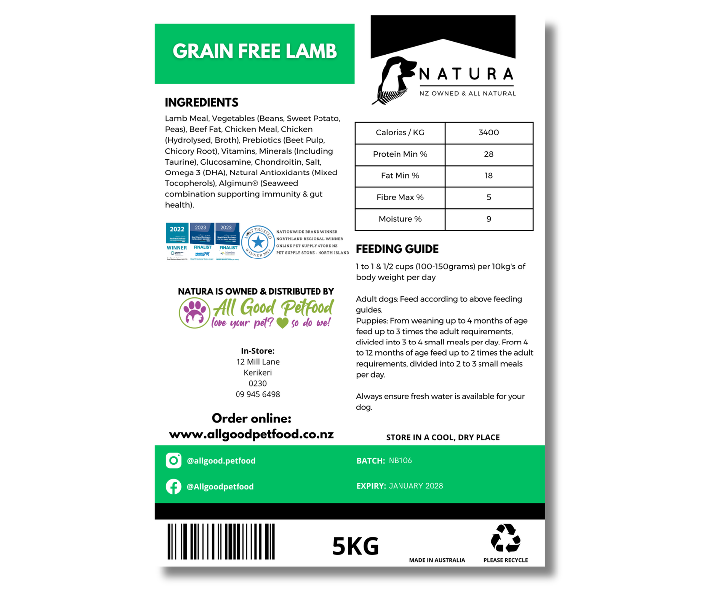 SALE 10% OFF Natura Grain Free Lamb Dog BEST PRICED