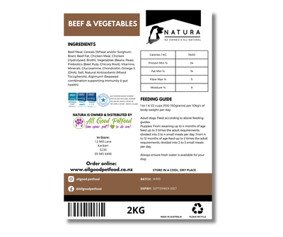 SALE 10% OFF Natura Beef & Vegetables Dog
