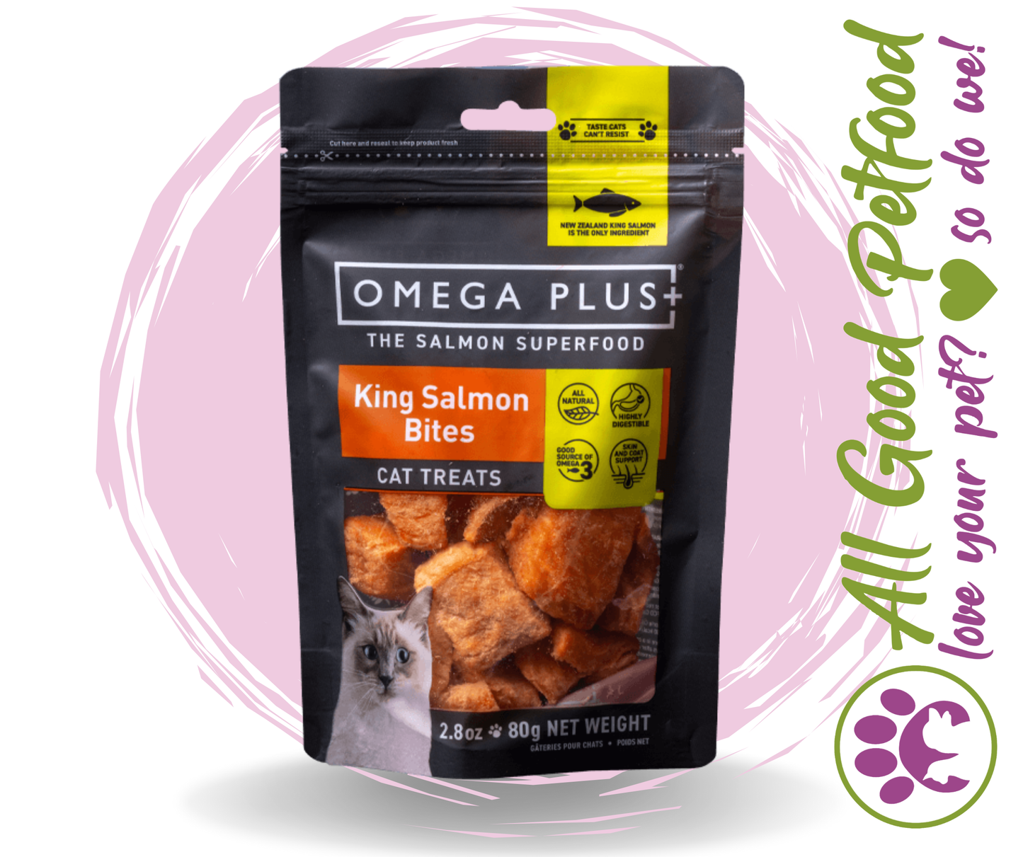 Omega Plus King Salmon Bites 80g – Freeze-Dried CAT Treats