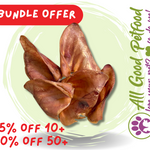 BUNDLE OFFER -- 15% OFF 10+ / 20% OFF 50+ -- Natura Pig Ears - 1 Ear