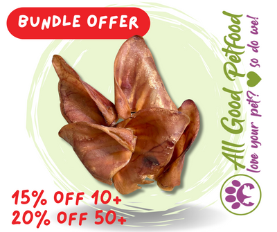 BUNDLE OFFER -- 15% OFF 10+ / 20% OFF 50+ -- Natura Pig Ears - 1 Ear